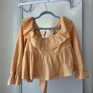 Free People Apricot Ruffle Blouse